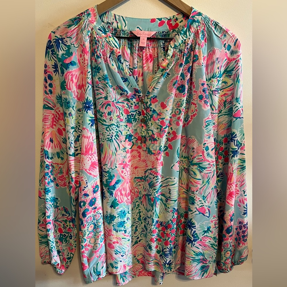 Lilly Pulitzer Elsa Silk Blouse - Size M
